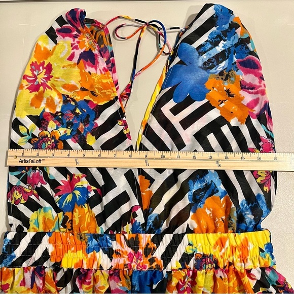 America & Beyond Sleeveless Sheer Maxi Dress Sz XL Tropical Beach‎ CoverUp Flowy - Picture 15 of 16